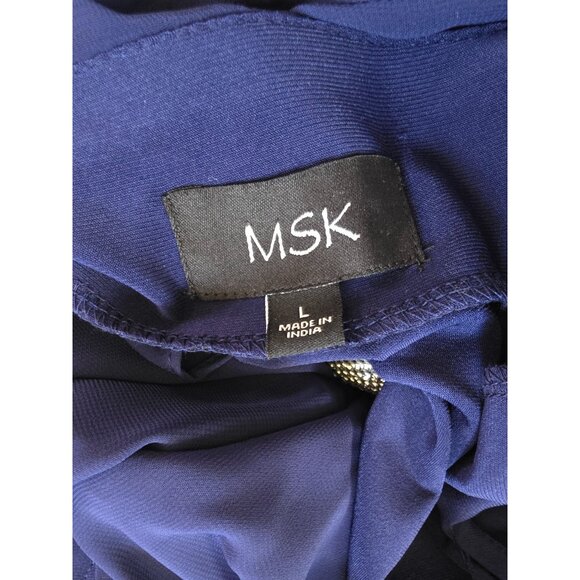 MSK Womens Chiffon Cold Shoulder Dress L Blue With Rhinestone Straps - Picture 6 of 10